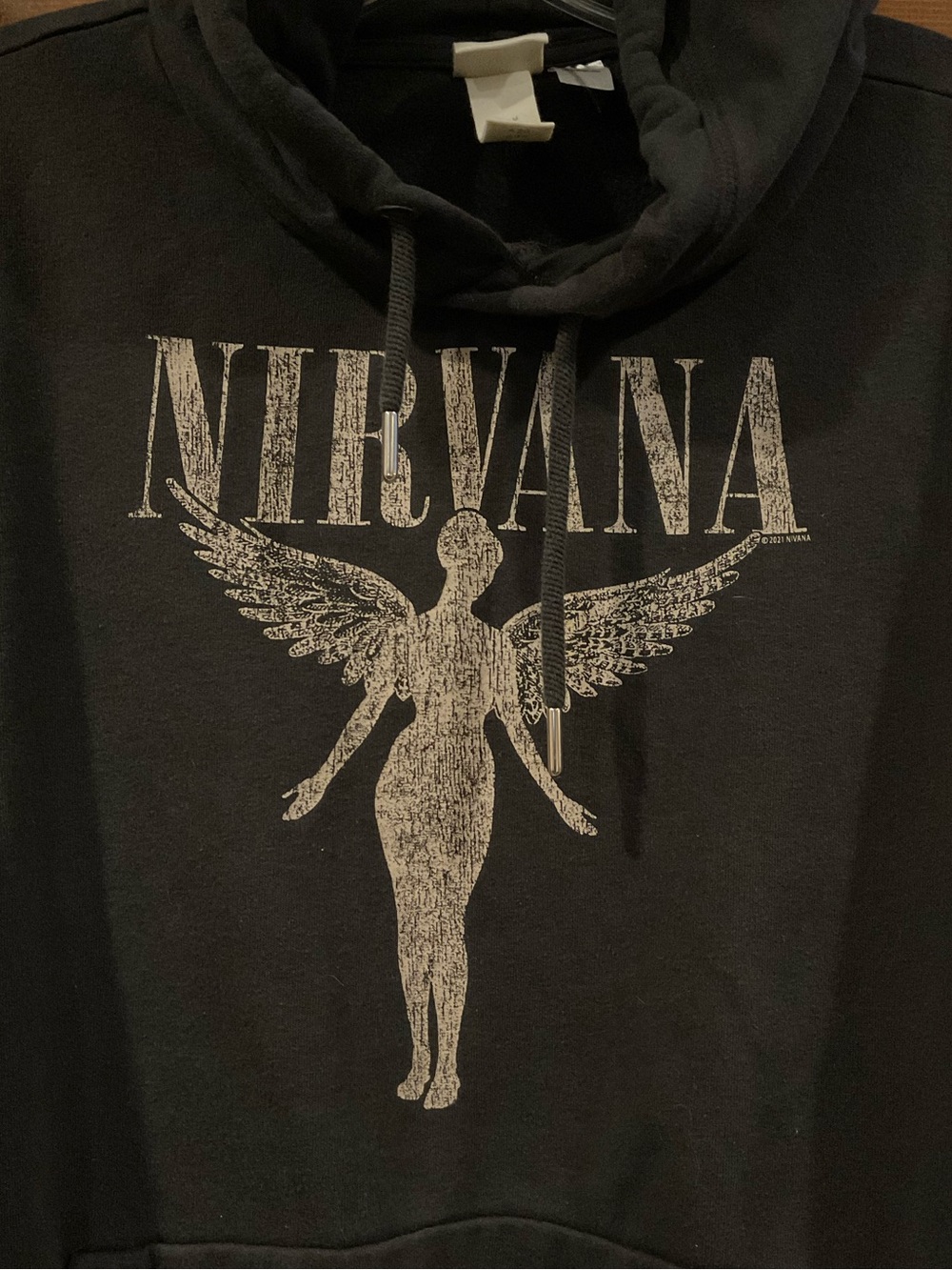 H&M NIRVANA Black Graphic Hoodie - Women’s Oversized Band Hoodie Medium - Picture 3 of 4